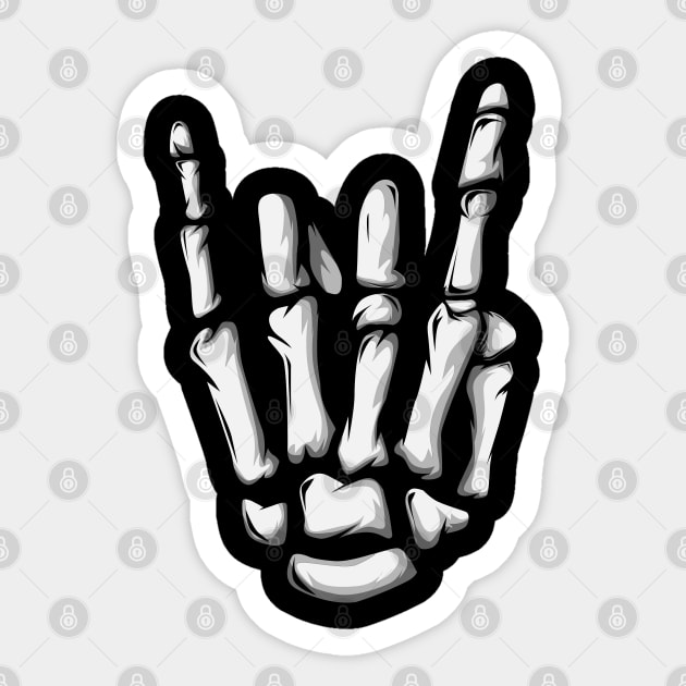 Heavy Metal Rock N' Roll Skeleton Hand Sticker by GigibeanCreations